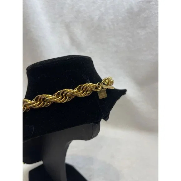 Vintage Classic Anne Klein Logo Couture￼Super Chunky Gold Link Necklace 22” - Picture 2 of 8